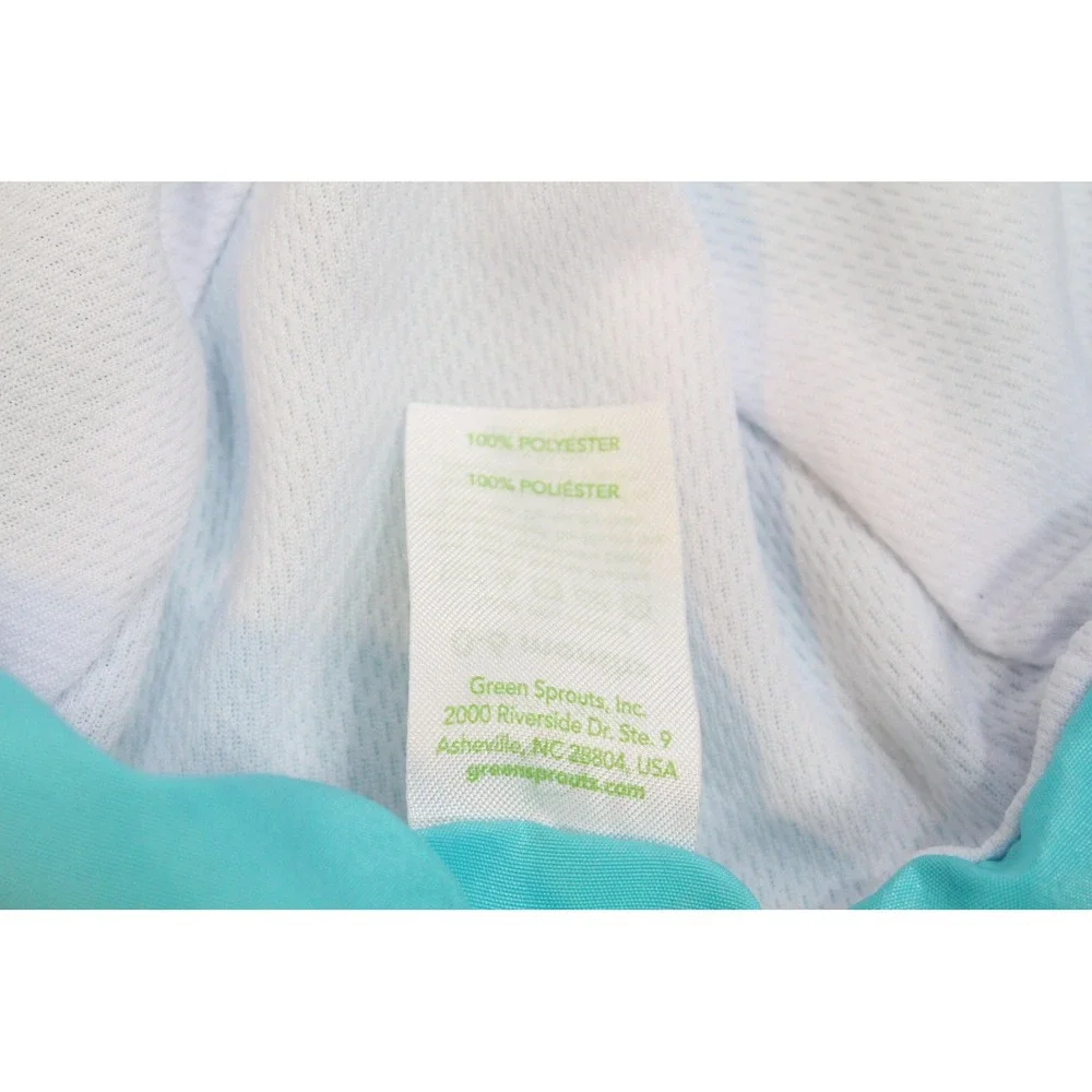 Green Sprouts Baby Sun Hat Aqua Blue Neck Flap Adjustable 0-6 Months
